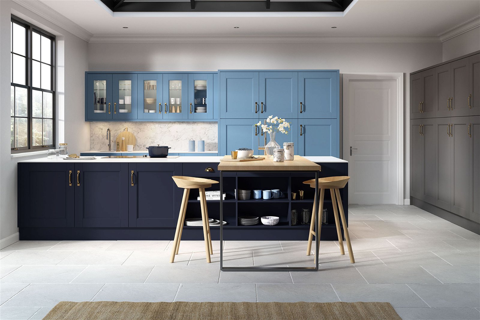 Abbey Painted Graphite Indigo Blue and Sky Kitchen